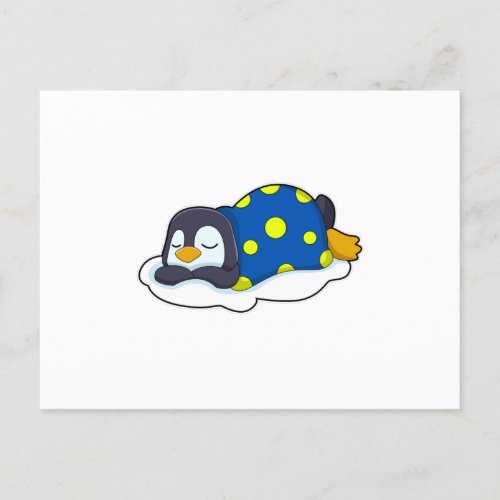Penguin at Sleeping with Blanket Postcard