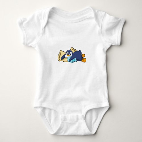 Penguin at Sleeping with Pillow Baby Bodysuit