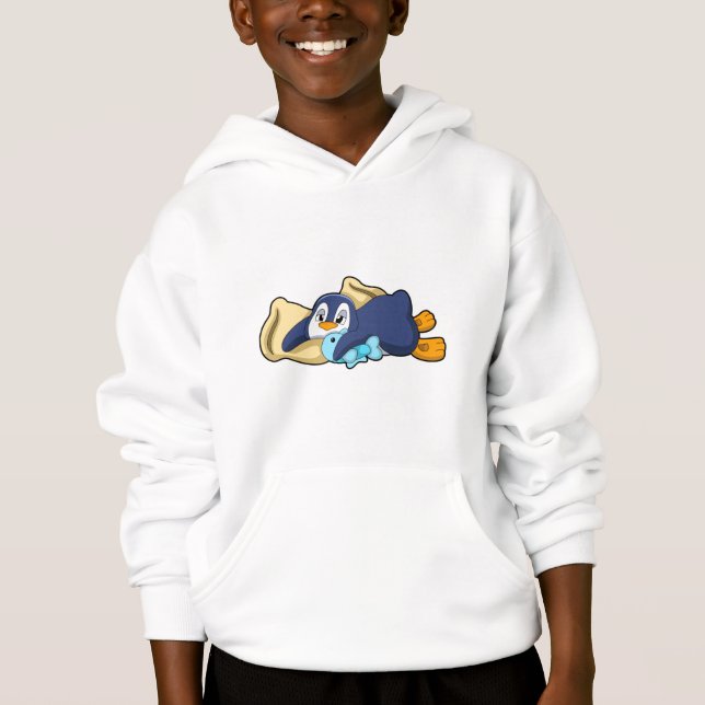 Penguin at Sleeping with Pillow Hoodie (Front)