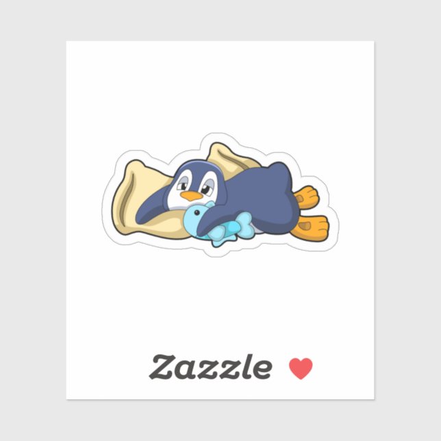 Penguin at Sleeping with Pillow Sticker (Sheet)