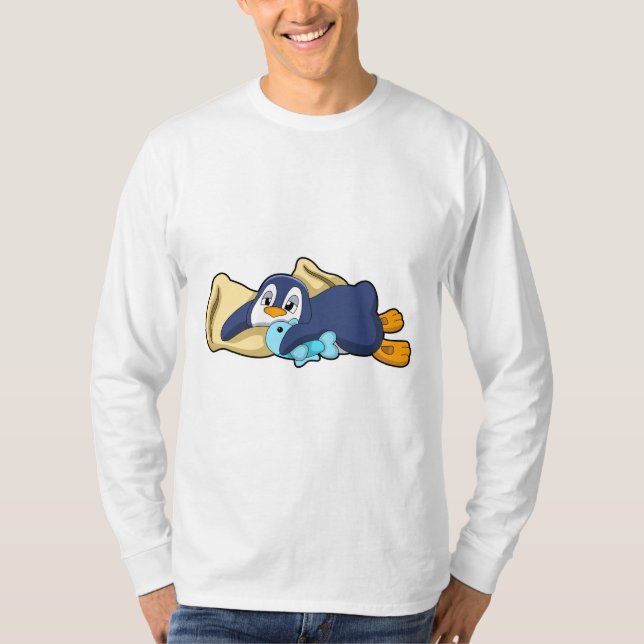 Penguin at Sleeping with Pillow T-Shirt (Front)