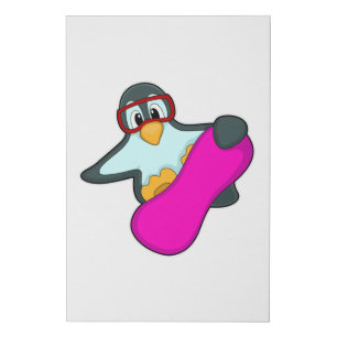 Penguin at Snowboard Sports & Ski goggles Faux Canvas Print