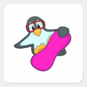 Penguin at Snowboard Sports & Ski goggles Square Sticker