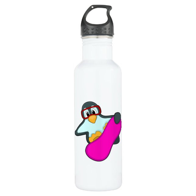 Penguin at Snowboard Sports & Ski goggles Stainless Steel Water Bottle (Front)