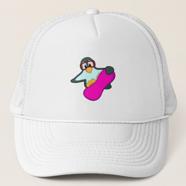 Penguin at Snowboard Sports & Ski goggles Trucker Hat (Front)