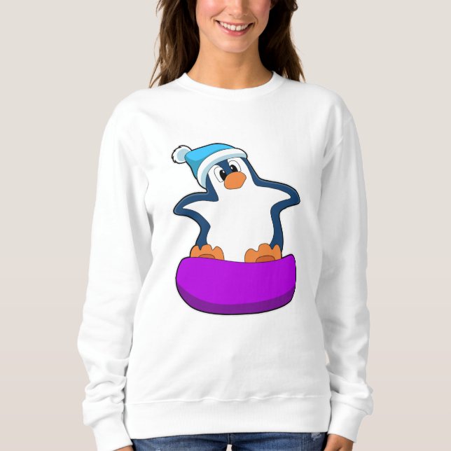 Penguin at Snowboarding with Snowboard Sweatshirt (Front)