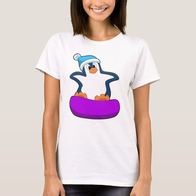 Penguin at Snowboarding with Snowboard T-Shirt (Front)