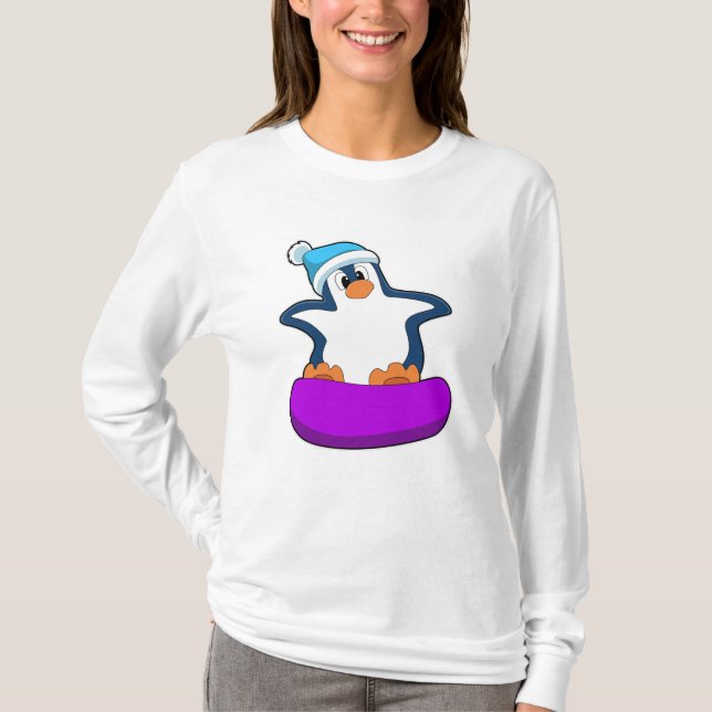 Penguin at Snowboarding with Snowboard T-Shirt (Front)
