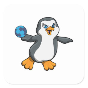 Penguin at Sports with Handball Square Sticker