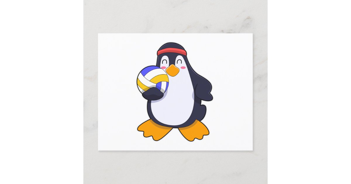 Penguin at Volleyball Sports Postcard Zazzle