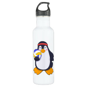 Penguin at Volleyball Sports Stainless Steel Water Bottle