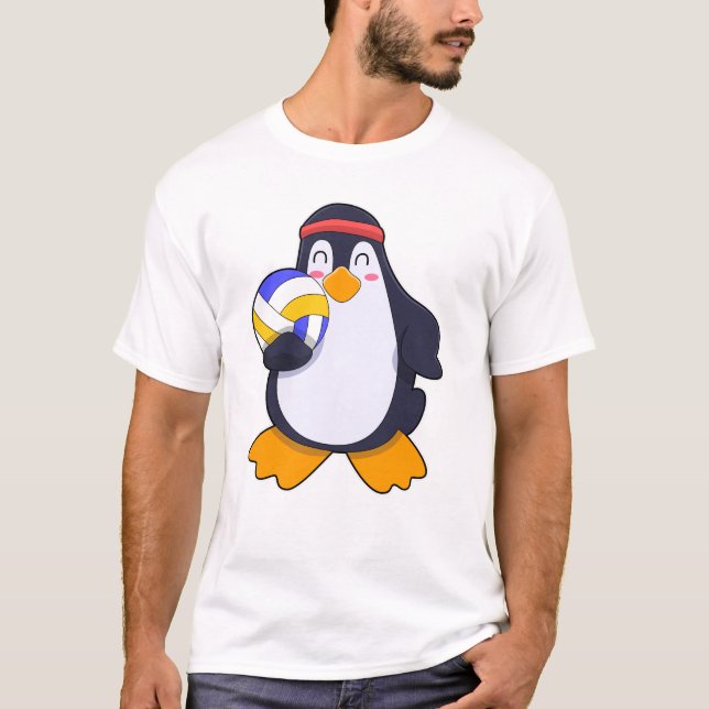 Penguin at Volleyball Sports T-Shirt (Front)