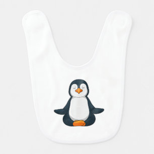 Penguin at Yoga Fitness in Sitting Baby Bib
