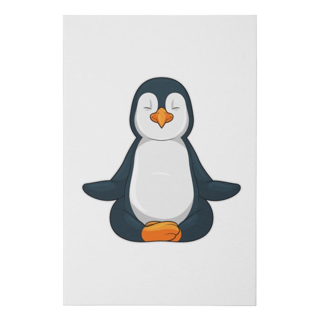 Penguin at Yoga Fitness in Sitting Faux Canvas Print (Front)