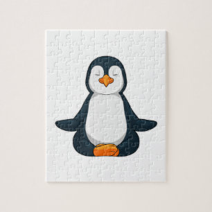 Penguin at Yoga Fitness in Sitting Jigsaw Puzzle