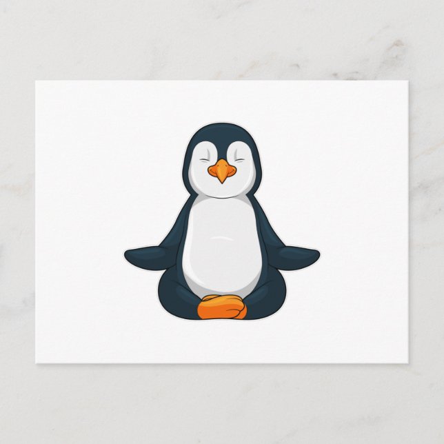 Penguin at Yoga Fitness in Sitting Postcard (Front)