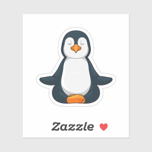 Penguin at Yoga Fitness in Sitting Sticker (Sheet)