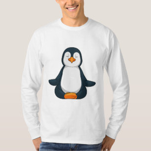 Penguin at Yoga Fitness in Sitting T-Shirt
