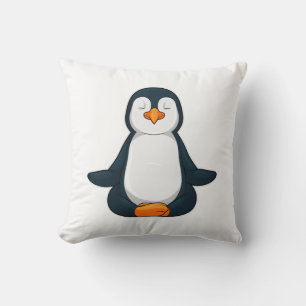Penguin at Yoga Fitness in Sitting Throw Pillow