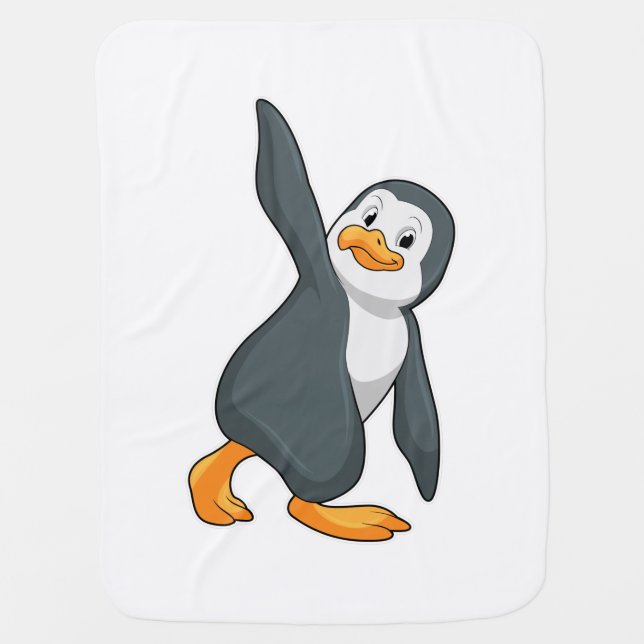 Penguin at Yoga Stretching exercise Baby Blanket (Front)