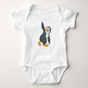 Penguin at Yoga Stretching exercise Baby Bodysuit