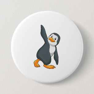 Penguin at Yoga Stretching exercise Button