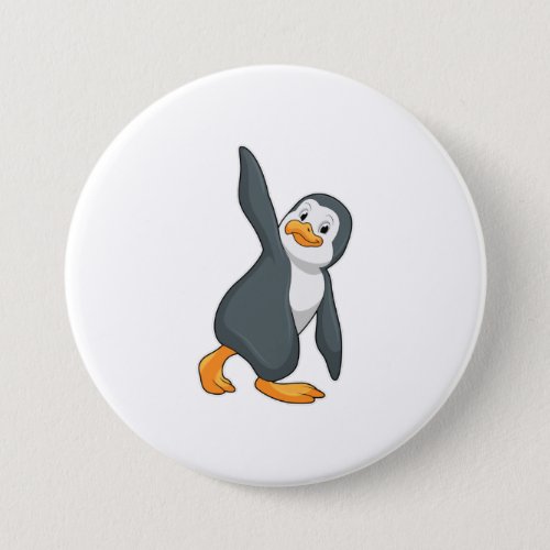 Penguin at Yoga Stretching exercise Button