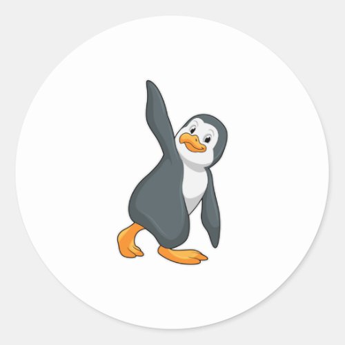 Penguin at Yoga Stretching exercise Classic Round Sticker