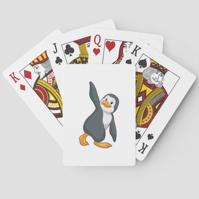 Penguin at Yoga Stretching exercise Poker Cards (Back)
