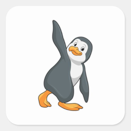 Penguin at Yoga Stretching exercise Square Sticker