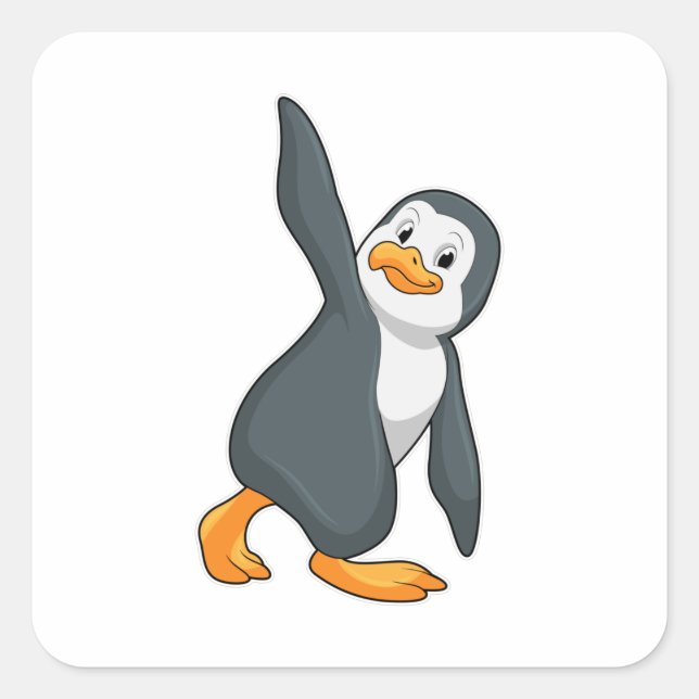 Penguin at Yoga Stretching exercise Square Sticker (Front)