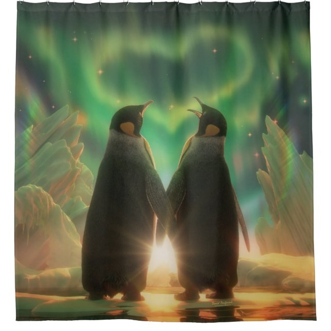 Penguin Aurora Shower Curtain (Front)