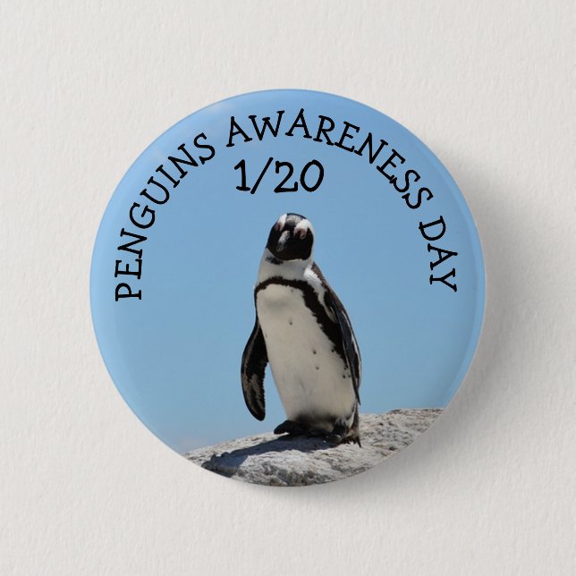 Penguin Awareness Day January 21st Holidays Button (Front)