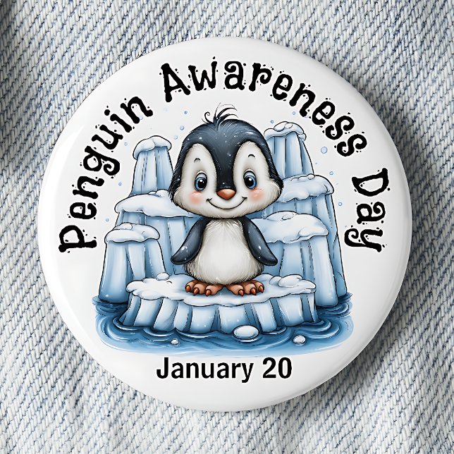 Penguin Awareness Day Pinback Button (Creator Uploaded)