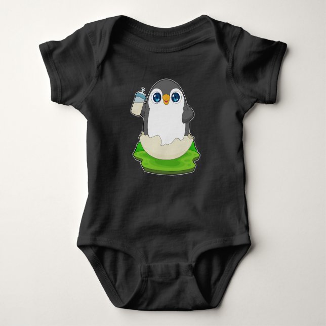 Penguin Baby bottle Milk Baby Bodysuit (Front)