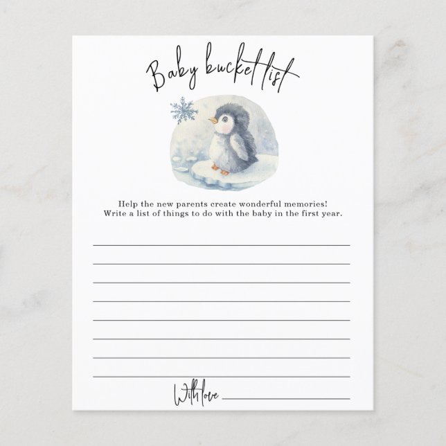 Penguin - Baby bucket list (Front)