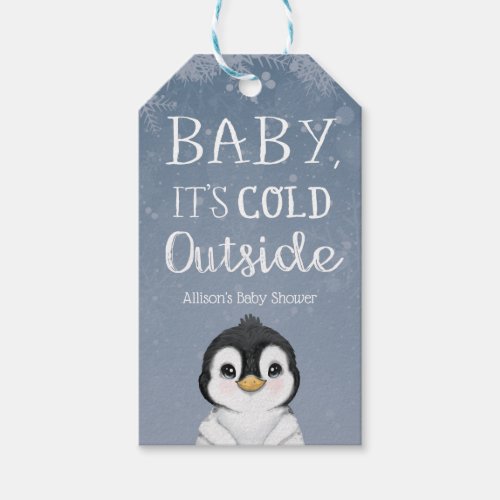 Penguin Baby Its Cold Outside Baby Shower  Gift Tags