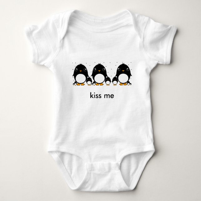penguin baby , kiss me baby bodysuit (Front)