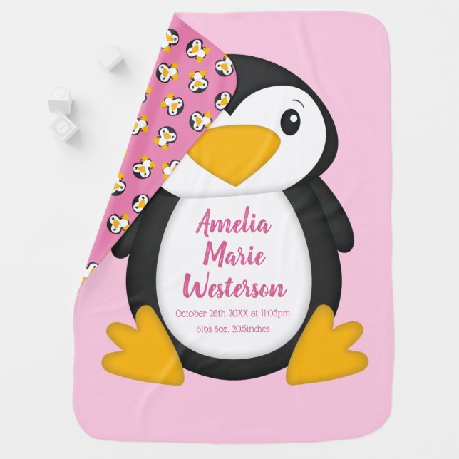 Penguin Baby Shower Baby Blanket (In Situ)