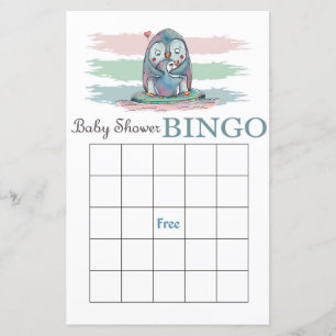 Penguin baby shower bingo card