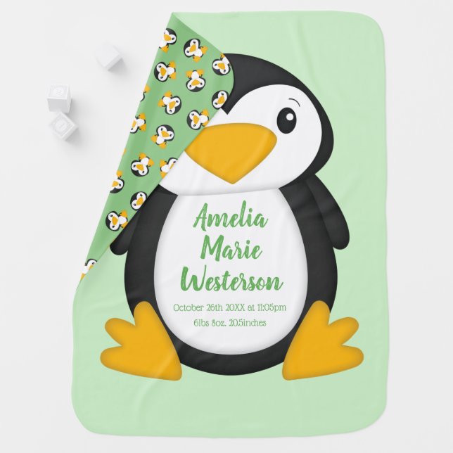 Penguin Baby Shower Blanket (In Situ)