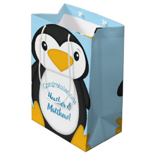 Penguin Baby Shower Blue Medium Gift Bag
