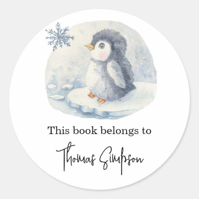 Penguin - baby shower bookplate (Front)