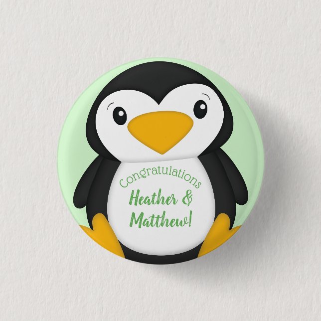 Penguin Baby Shower Button (Front)