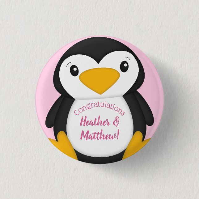 Penguin Baby Shower Button (Front)