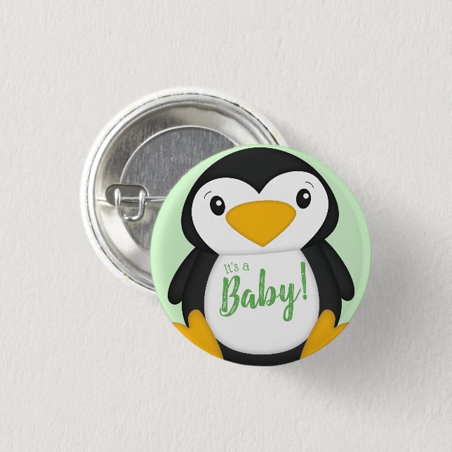 Penguin Baby Shower Button (Front & Back)