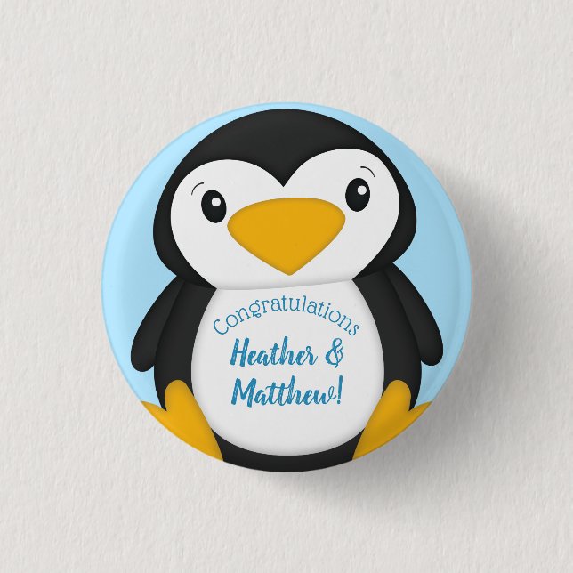 Penguin Baby Shower Button (Front)