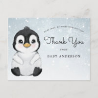 Penguin Baby Shower by Mail Thank You Postcard