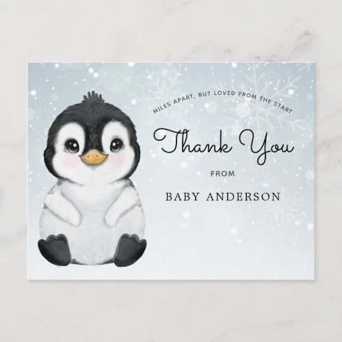 Penguin Baby Shower by Mail Thank You Postcard