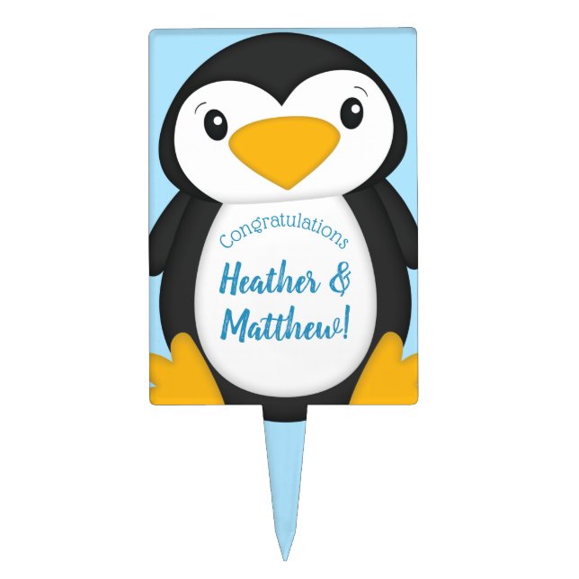 Penguin Baby Shower Cake Topper (Front)